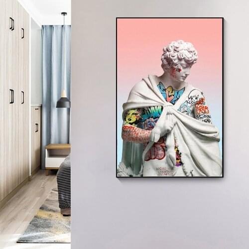 Funny Creative Art Sculpture of David Canvas Painting Wall Art Nordic Posters and Prints Wall Pictures for Living Room Decor