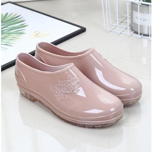 Rain Boots Women Rain Boots Women Water Boots Women Short Tube Kitchen Non-slip Water Shoes Work Shoes Rubber Shoe Covers