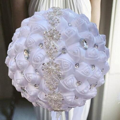 1pc/lot Withe Wedding Artificial Flowers With Brooch Marriage Rhinestone For Bridal Bridesmaid