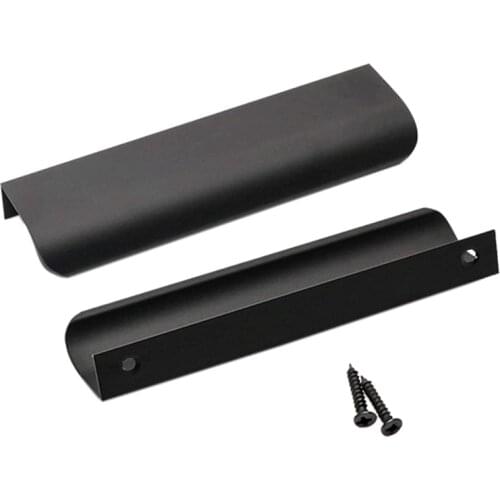 10PCS Black Aluminium Alloy Tab Pulls Kitchen Cabinet Handles 5In Drawer Pulls Tab Edge Pull For Dresser Drawers