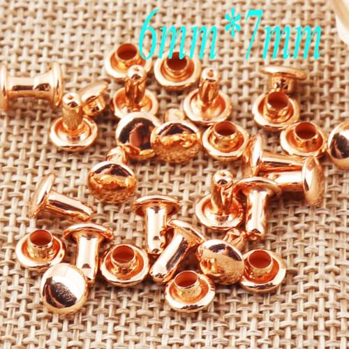 100-300 Sets MINI Rose Gold Double Cap Rivets Round 6mm Studs Leather Craft Snaps Prong Fastener Riveted