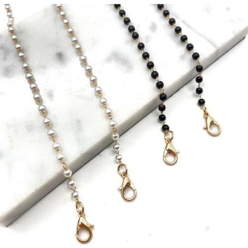 2021 Korean Vintage Pearls Glass Bead Necklace Mask Chain Outside Casual Sunglasses Accessory Necklace Mask Hanging Rope