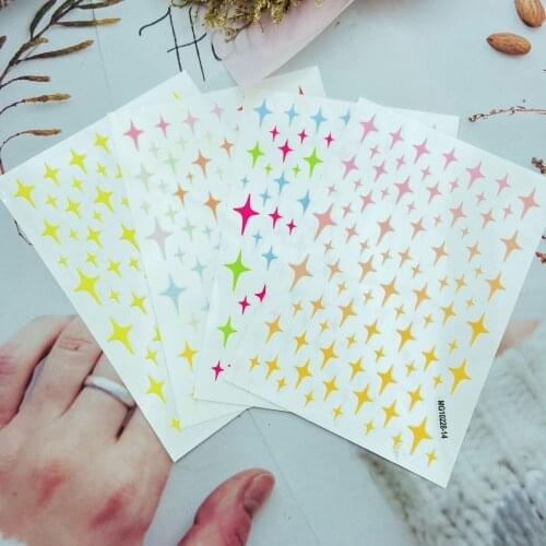 2021 Fashion New Arrive Party Gifts for Women Girls Colorful Shinning Stars Light Nail Stickers Fingernail Decals Glue Adhesive