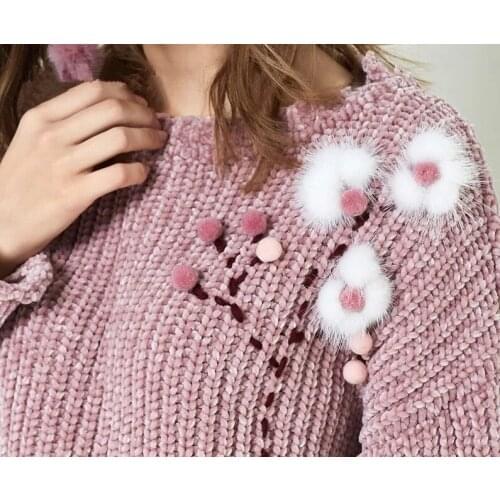 3cm 30pcs/lot Mink hair colorful Hairball with ring pink/gray/white Clothing Accessories DIY coat shirt bag sweater decoration