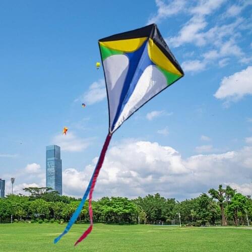 Diamond Kite Eye-catching Easy Installation Polyester Rainbow Outdoor Sports Kite for Children Safety Single Line Sports Kite