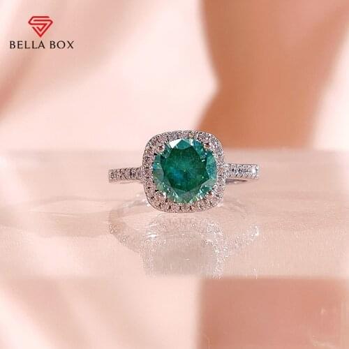 BELLA BOX Luxury 925 Sterling Silver Women Ring With 8mm Square Creative Moissanite Gemstone Wedding Engagement Female Gifts
