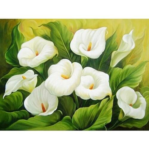 Flowers 5D DIY Diamond Painting Mosaic Diamond Embroidery Calla Lily Cross Stitch Rhinestone Home Decoration