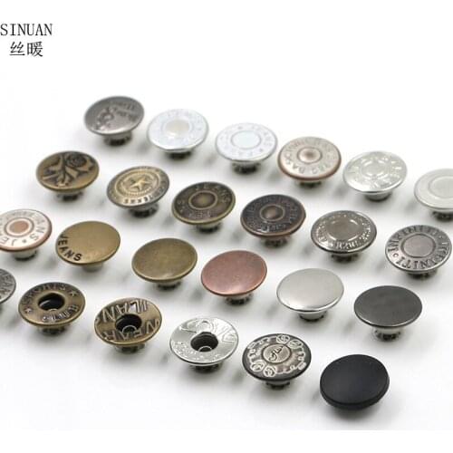 SINUAN Jeans Button Brass Button Metal Round Buttons Shank Buttons Decorative Plating Accessories For Sewing Sewing Crafts