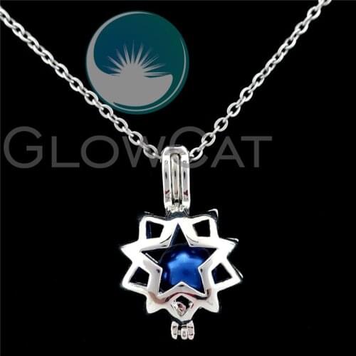 K960 Star Beads Cage Perfume Diffuser Stone Pearl Cage Locket Necklace Pendants Women Girl Gift