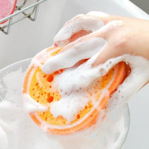 Cute Fruit Shape Thick Sponge Dishwashing Strawberry Cantaloupe Orange Shape Kitchen Cleaning Sponge Decontamination Dish Towels