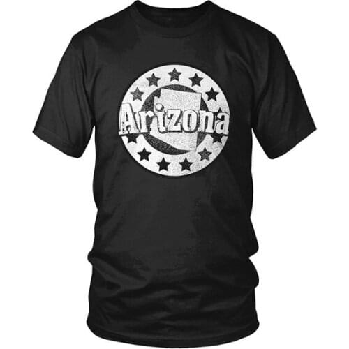Mens Arizona, Faded State Shape and Stars T-shirt
