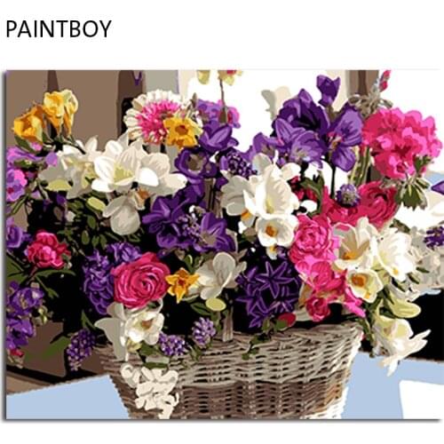 PAINTBOY Framed Pictures DIY Painting By Numbers Flower Handwork Oil Painting On Canvas Home Decor For Living Room Wall