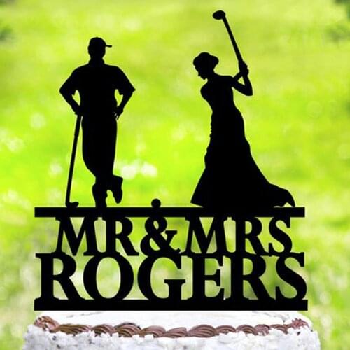 Personalized Golf Couple Wedding Cake Topper Lover Ever Golf Cake Topper,Bride & Groom Golf Theme,Mr & Mrs Cake Topper with name