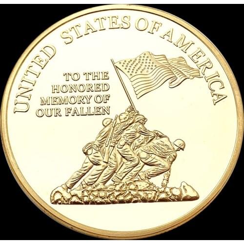 USA Army Marine Corps Gold Plated Coins Navy Emblem Military Challenge Collectible Gifts