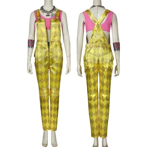 Fancy Halloween Party Quinzel Cosplay Birds of Prey Costume Adult Women Yellow Outfit Party Full Props Suit
