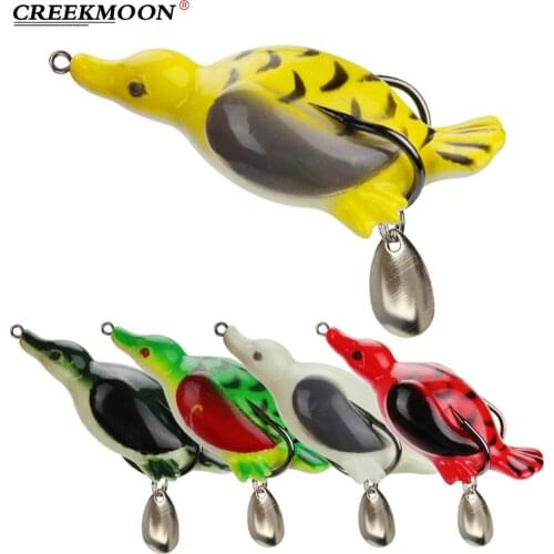 7cm 11g Duck Frog Lure Fishing Lures with Hooks Top Water Ray Frog Artificial Minnow Crank Strong Artificial Soft Bait 5 Colors