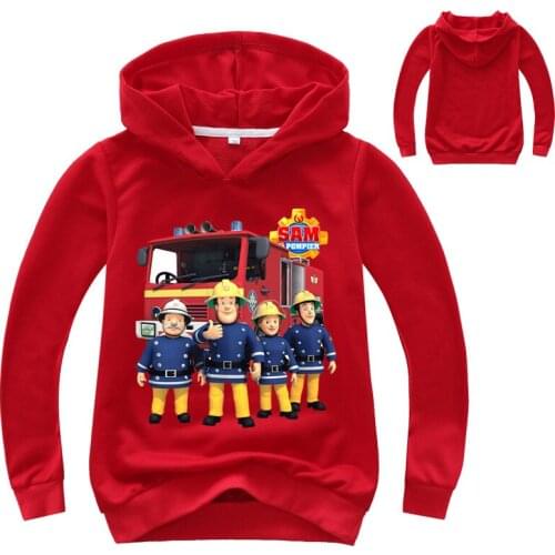 Pullover Sweatshirt Children Cartoon Fireman Printing Shirts Hoodies Boy Girls Tops Clothes Kids Cotton Sweater For Kids Costume