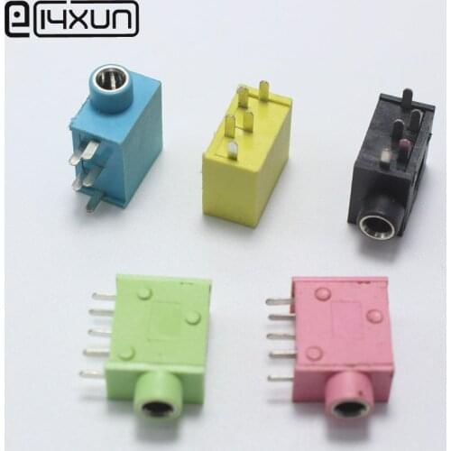 10PCS PJ-215 PJ-325 3.5MM Headphone jack 5Pin Female Socket Connector for Audio Video RED BLACK BLUE YELLOW GREEN