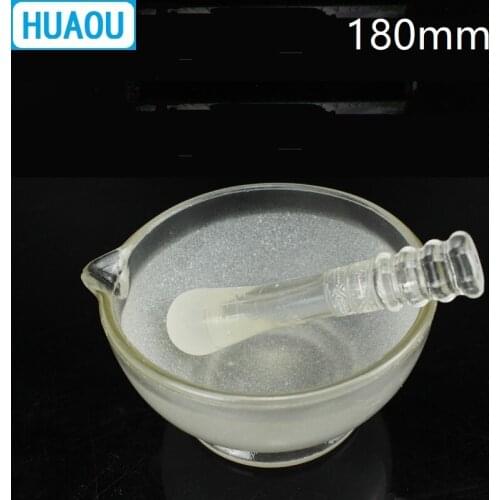 HUAOU 180mm Glass Mortar with Pestle Laboratory Chemistry Equipment