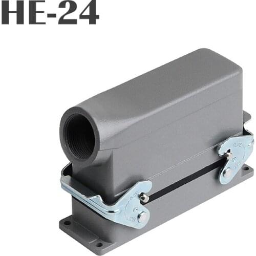 Heavy Duty Connectors HE series 24 core side entry double buckle with plastic cable gland for wind energy