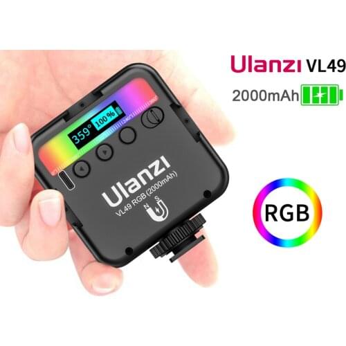 Ulanzi VL49 Mini RGB Video Light Lighting for Photographic Lighting Vlog Fill Light Smartphone DSLR Portable Pocket Light Lamp