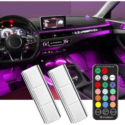 Universal Car Interior Atmosphere lights Decoration Light Foot Decorative RGB LED Lamp Remote Control Car Interior Ambient Light
