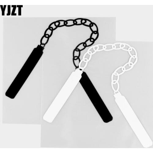 YJZT 15.2×14.1CM Karate Rope Stick Creative Weapon Car Sticker Vinyl Decal Rear Window Glass Decoration Black / Silver 20C-0467