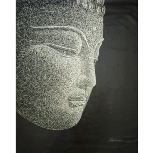 High quality Hand painted Oil Painting on Canvas Southeast Asia Buddha Silvery Wall Art Picture Modern Abstract Painting