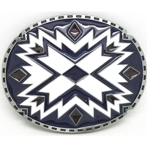 Western Cowboy white totem patterned alloy belt buckle suitable for 4 belts towards flow fashion top belt fittings