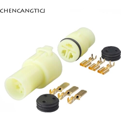 2 Sets 3 Pin Way Automobile Waterproof Spark Connector Plug Wire 6.3MM Female Male Socket 6187-3551 6180-3541 DJ70319Y-6.3-11