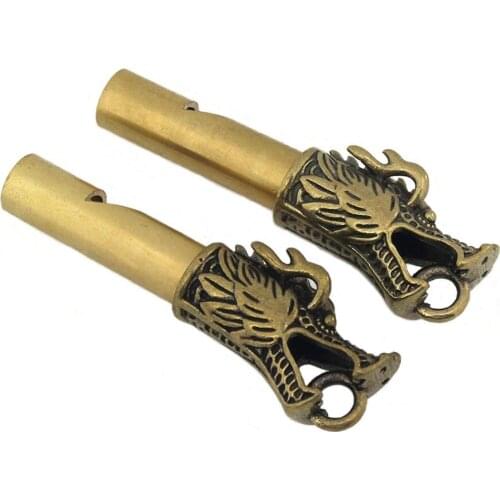 1piece Retro Brass Dragon Survival Whistle Key Chain Decoration Quality Pendant Referee Loud Whistle SOS Tool