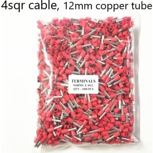 1000PCS/lot tube insulating terminals E4012 crimping terminals insulated cable wire crimp connector 7 colors available