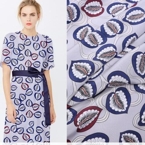 114cm wide leaf printed silk fabric meter digital printing crepe de chine silk fabric shirt dress fabric wholesale silk cloth