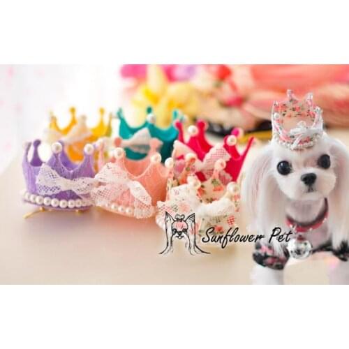 2015 Pet Yorkshire pearl floral crown tiara / Pet accessories Pet hairpin pet clips 30pcs/lot
