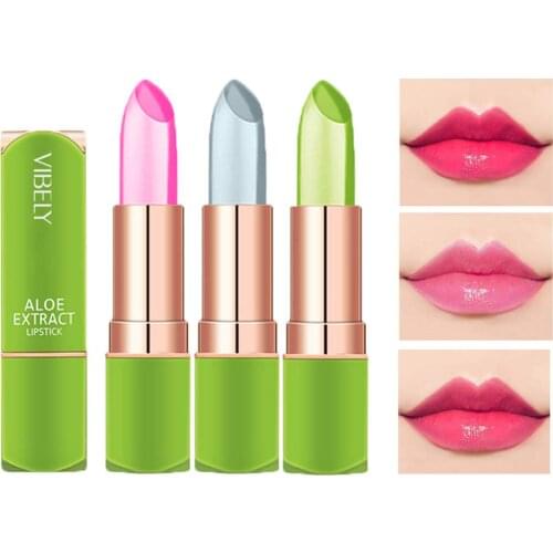 3 Packs 3colors/set Aloe Vera Lipstick Moisturizer Long Lasting Nutritious Lip Balm Magic Color Change eyeshado Lip Gloss