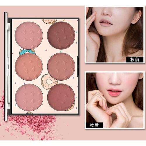 Six-Color Blush Natural Long-lasting Skin Rouge Makeup Trimming Plate Makeup