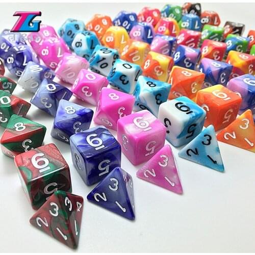 7Pcs/set of D4-D20 Nebular Effect TRPG Multi Sides Game Dices DnD for Board Games,Party Favors, Toy Gifts