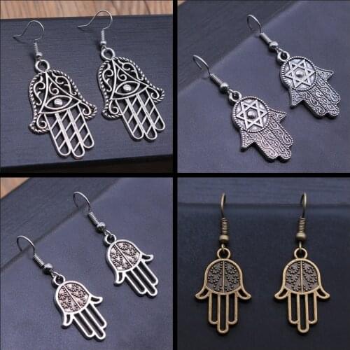 Big Hamsa Hand Dangle Earrings Vintage Earrings for Women Jewelry Dropshiping Earrings Dangle Earrings Gift