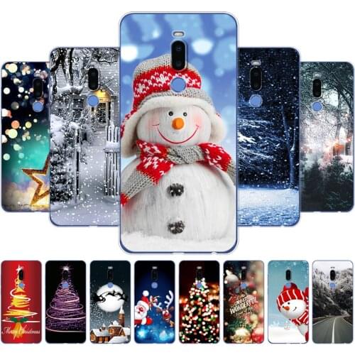 For Meizu X8 Case Back Phone Cover for Meizu X 8 MeizuX8 Coque Bumper Silicon Soft TPU Shell winter christmas snow tree new year