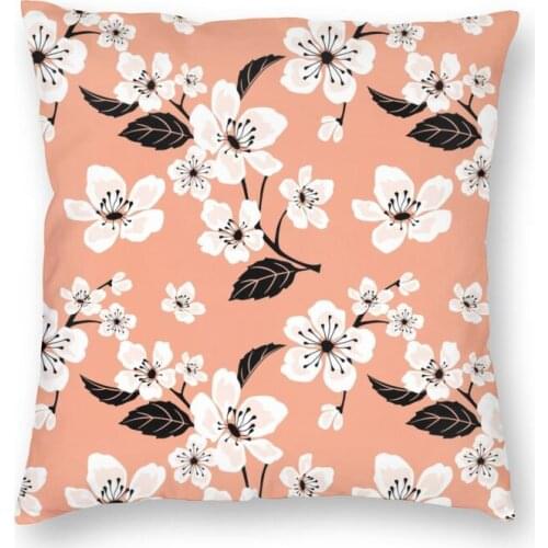 Sakura Cherry Tree Flower Blooms Cushion Cover Two Side 3D Printing Floral Throw Pillow Case for Car Cool Pillowcase Home Decor