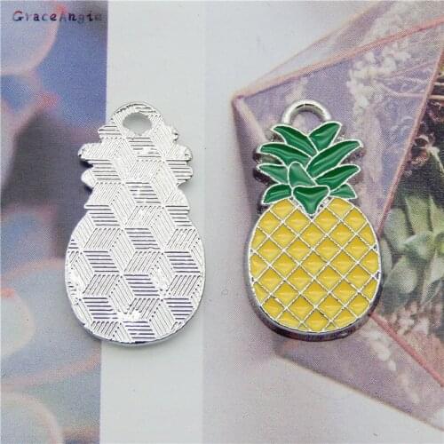 5pcs Pineapple Pendants Alloy Enamel Charms Jewelry Making Keychain Necklace DIY Handmade Craft Jewelry Making Earrings DIY 25mm