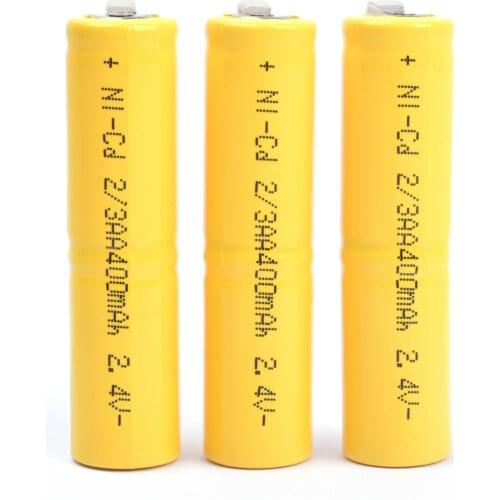 GTF 4pcs 2.4V 2/3 AA Battery 400mAh Ni-CD 2/3AA Rechargeable Battery with Welding Tab for Electric Shaver Razor LED Light 2/3AA