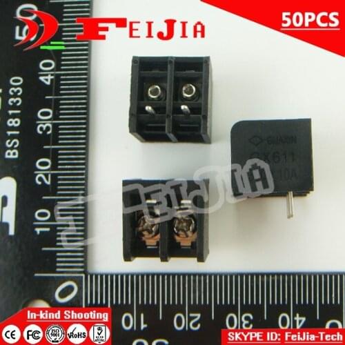 50PCS 611-6.35-2P / 611 6.35mm 2Pin Barrier Terminal Block Screw Terminal Block Pitch 6.35mm Terminal Block Free Shipping