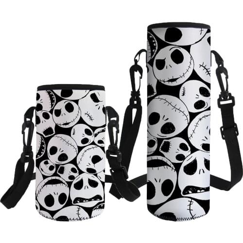 Nightmare Before Christmas Water Bottle Cover Insulation Shoulder Bottle Pouch High Capacity Insulated Cooler Bags Thermos Cover