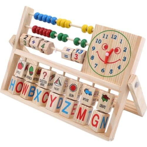 Colorful Wooden Math Number Teaching Tool Baby Kids multi-function Smile Face Calculation Frame Early Education Puzzle Toys