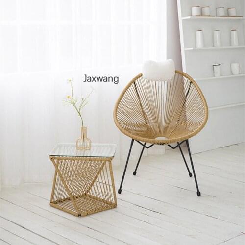 Nordic Living Room Chair Home Furniture Armchair Ins Wicker Chair Leisure Balcony Outdoor Rattan Chair Balcony Backrest Armchair