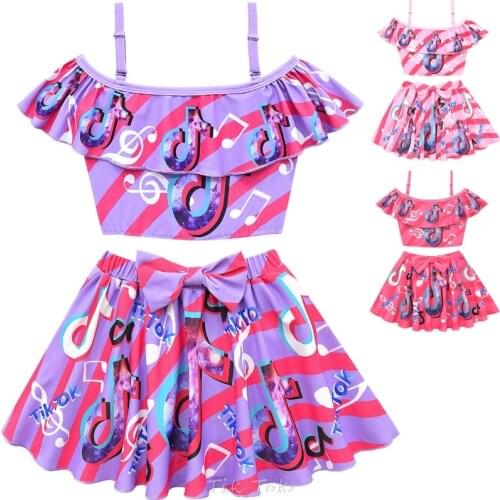 Toddler Girls Tik Tok Swimsuit Kids One Piece Swimwear Cartoon Bikini Rainbow Beach Wear Baby Children Beach Bathing Suit