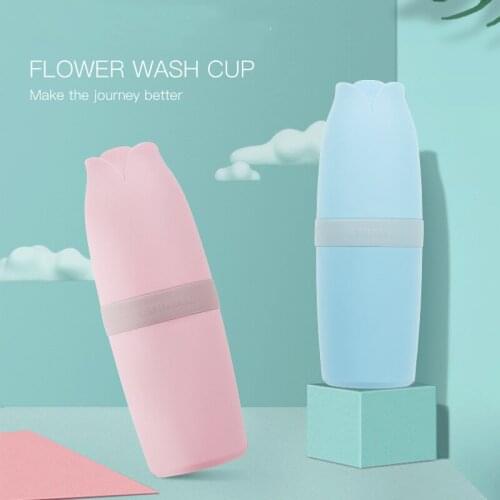 Fashion Simple Travel Wash Cups Portable Mouthwash Toothbrush Toothpaste Washing Cups Case, Rose shape