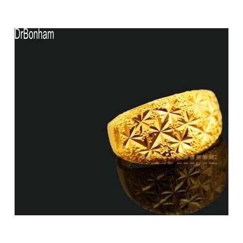 Wide 12mm Men wedding ring 24K Gold star engraved anniversary rings Dubai Bride russian Africa alliance factory wholesale