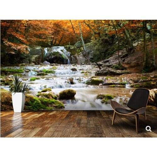 Custom natural landscape wallpaper,Natural Autumn Waterfall,3D modern photo for living room bedroom kitchen waterproof wallpaper